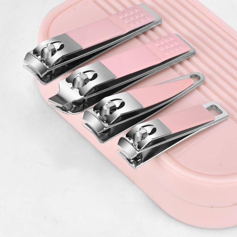 4-14pcs Steel Manicure Pedicure Tool Set Nail Curved Scissors Clippers Dead Skin Remover Ear Digging Spoon Manicure Tools
