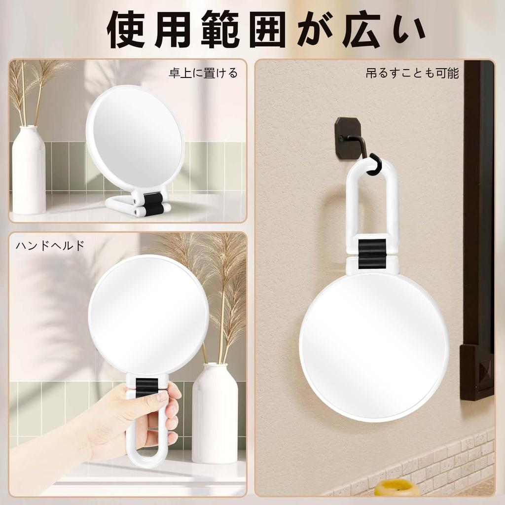 NKLWEN Folding Makeup Mirror with 30x Includes Tweezers and Travel Circular White Magnification, Tabletop/Hanging/Handheld, 3-Way, Handle, Mirror,