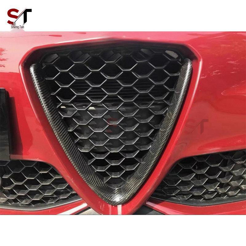 Garniture d'aérateur de calandre style V en fibre de carbone pour Alfa Romeo Giulia