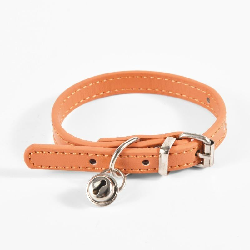 Pet Collar Large Dog Chain Waterproof and Wear-resistant Dog Cat Collar PU Leather Medium and Small Dog Bell Collar