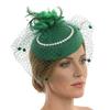 Bridal Fascinator Hat for Brides with Mesh Net Feather Accent Mini Headpiece for Wedding Tea Party Formal Wear