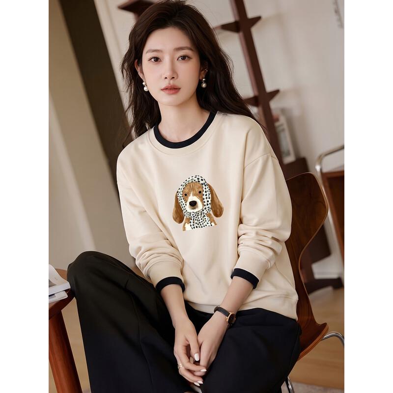 La Chapelle Women's Puppy Print Color-Block Sweatshirt