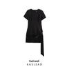 2024 Winter Women's European & American Style Slimming Horseshoe Buckle Waist-Hugging Dress