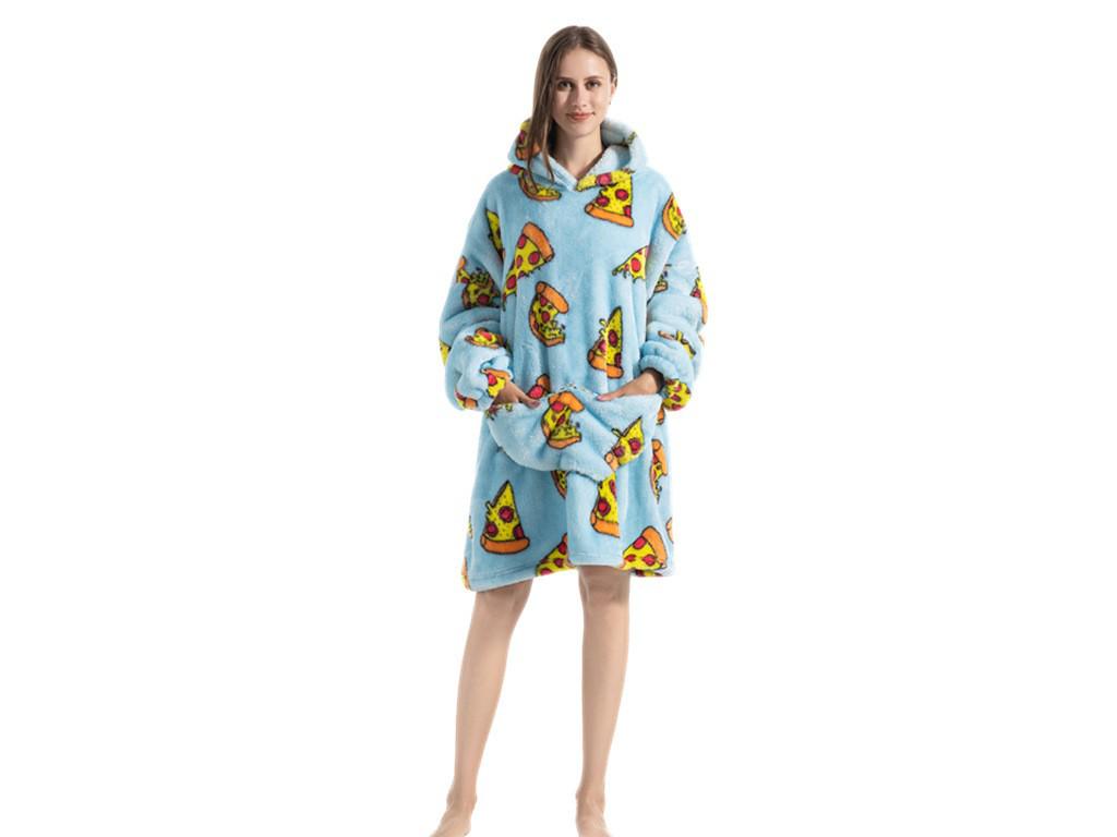 Cozy Autumn/Winter Pumpkin Blanket Sweatshirt: Thick Cotton Velvet Bathrobe for Indoor and Outdoor Warmth