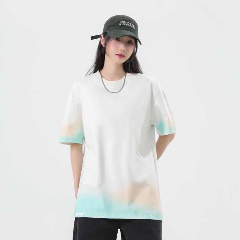 Men's Teen Trend American Heavyweight Short Sleeve Loose Printed T-shirt