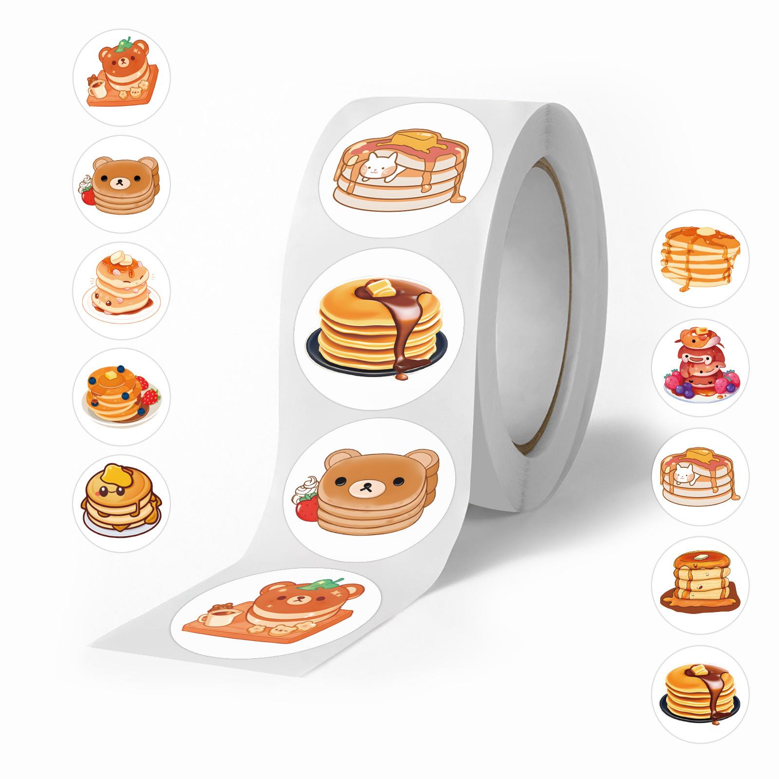 

500 наклеек/рулон Наклейки-роллы с десертом-блинчиком Праздничные наклейки на день рождения Декоративные наклейки Детские наклейки-награды Цветные наклейки