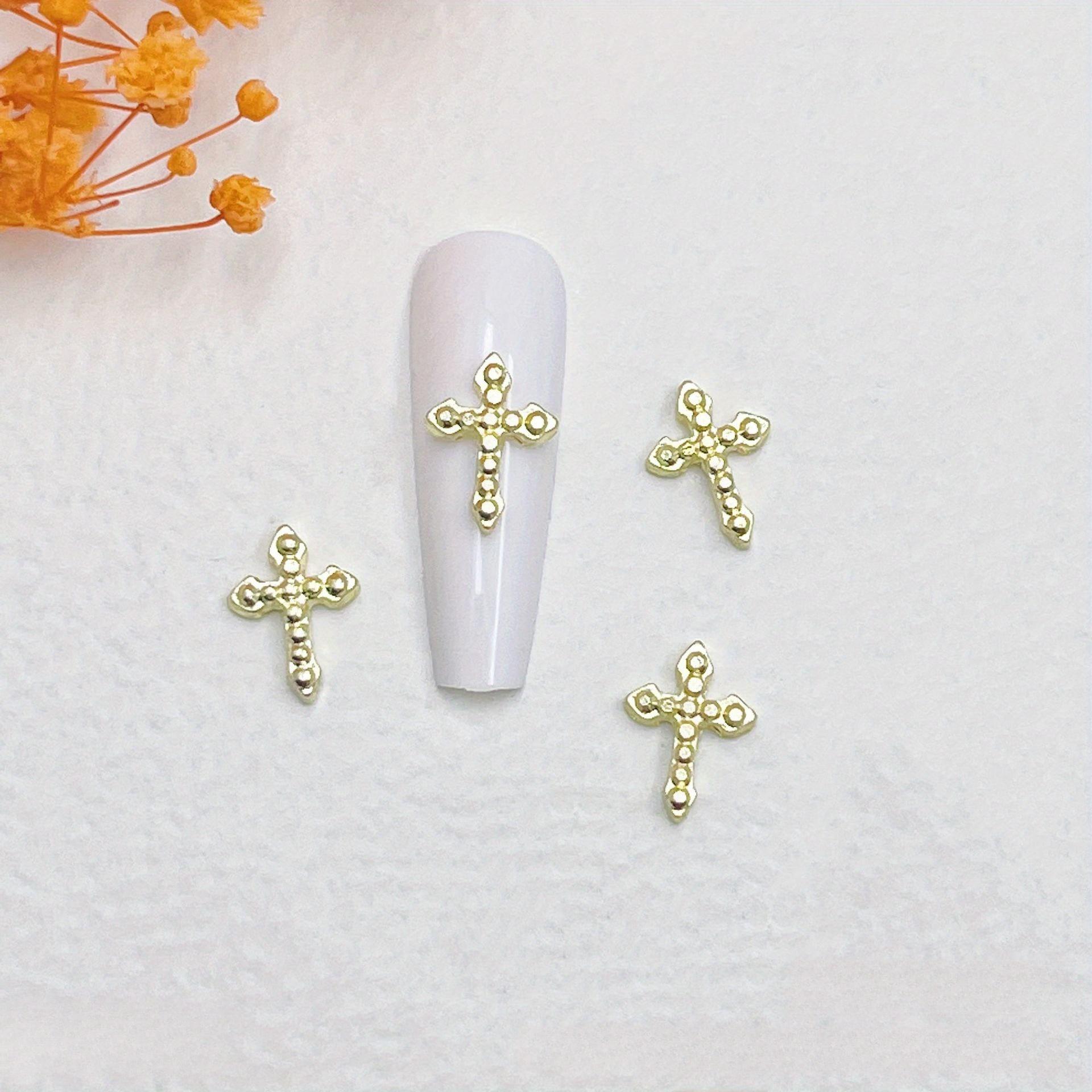 

100 шт. Винтажные кресты, серебристый сплав, наклейки для ногтей