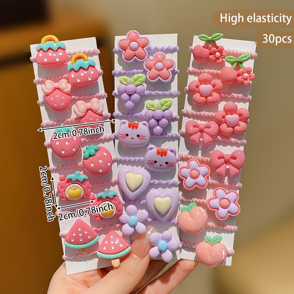 30 küçük kız çizgi film sevimli lastik toka, çocuk saç tokası, günlük kullanıma uygun saç aksesuarları