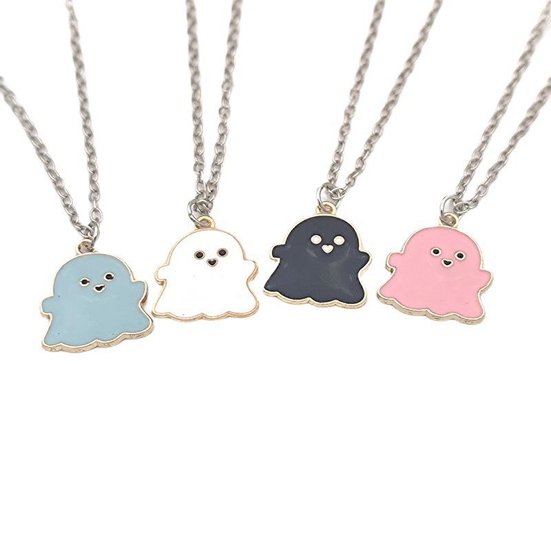 Cute Ghost Halloween Necklace Gift For Kids Lovely Girls Women's Small Chain Necklace Jewelry