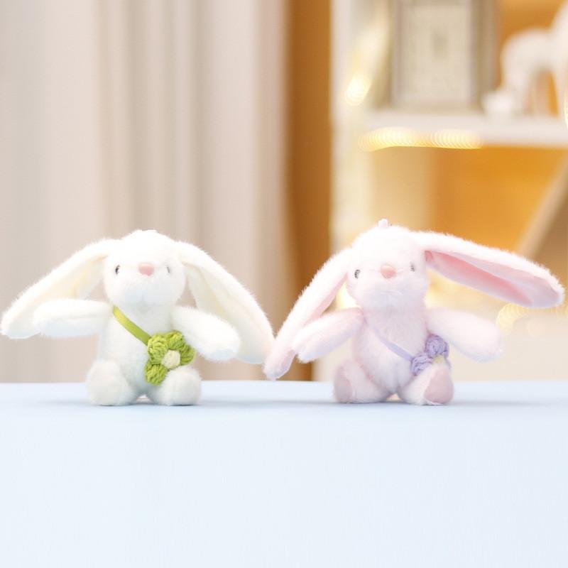 Flower Rabbit Back Keychain Cute Girl Backpack Decorative Pendant Doll Plush