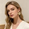 Women's Exaggerated Gold Matte Texture Metal Flower Earrings Fashion Statement Jewelry for Party Prom Daily Wear & Gift