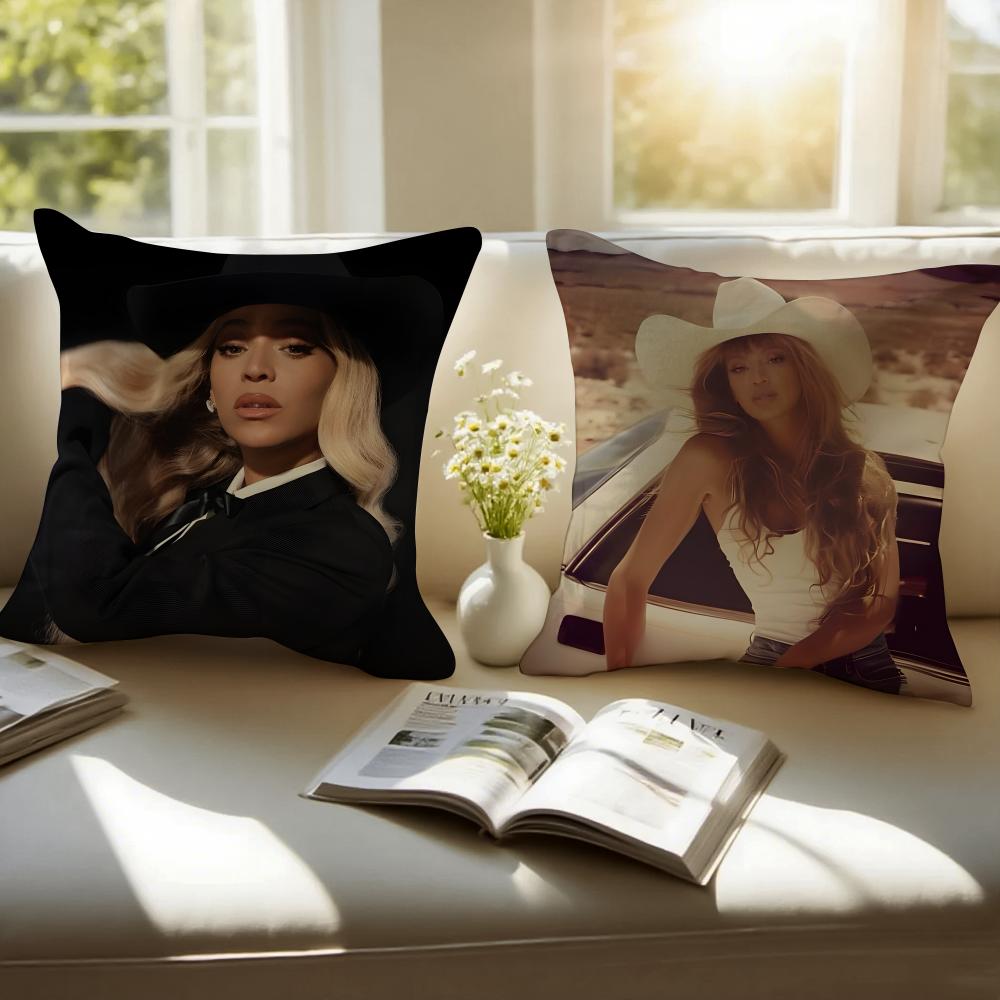 SINGER BBeyoncé Giselle Knowles Cushion Cover Pillowcase Antidustmite Invisible Zipper Short Plush Sofa Cushion