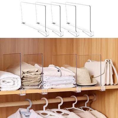 1/2/4Pcs Transparent Closet Shelf For Wardrobe Organizer Clothes Divider Cupboard Bookcase Divider Baffle