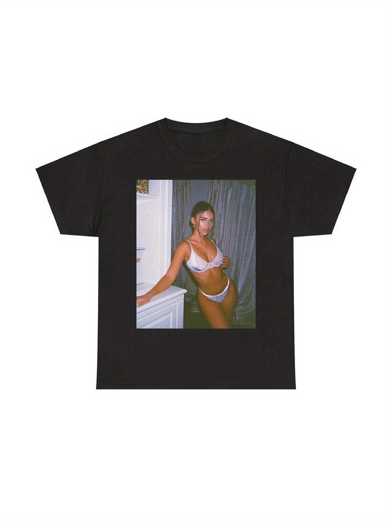 Model Design T-shirt Heavyweight Beauty Trend Loose Cotton Small Crowd Like Printed Short Sleeve T-shirt High Street Trend