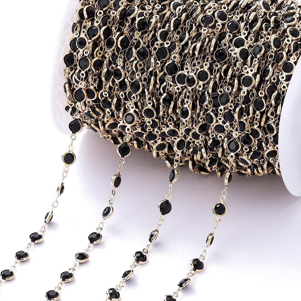 1Meter Colorful Glass Crystal Beads Chain Copper Chains for Necklace Bracelet Jewelry Making DIY Components Accessories
