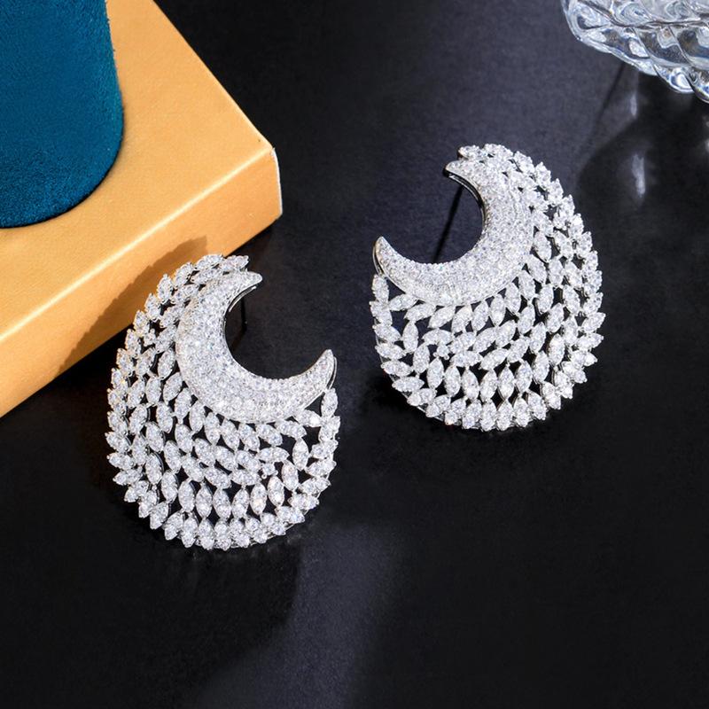 Full Diamond Temperament Earrings Personality Luxury Miniature Zircon Banquet Dress Earrings Earrings