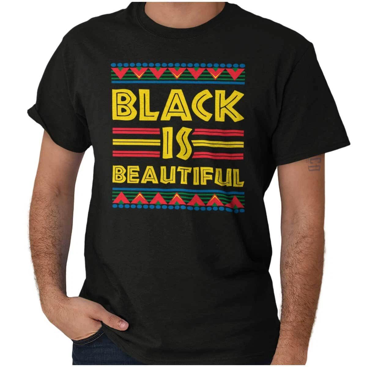 Tribal Pattern Black is Beautiful Juneteenth Womens or Mens Crewneck 100% Cotton T-shirt Mens Tees Top Tee S