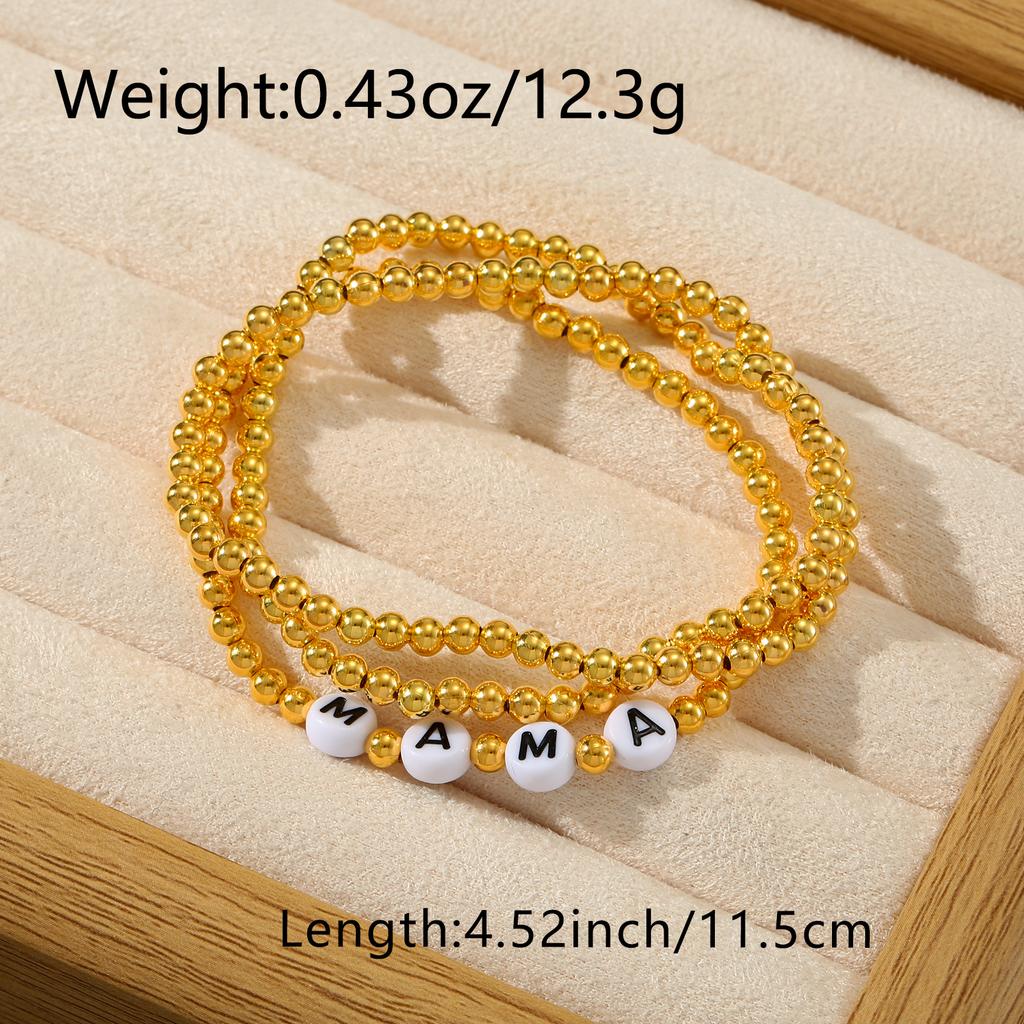 Golden Beaded MAMA Letter Charm Bracelet for Women Mother's Day Gift Jewelry