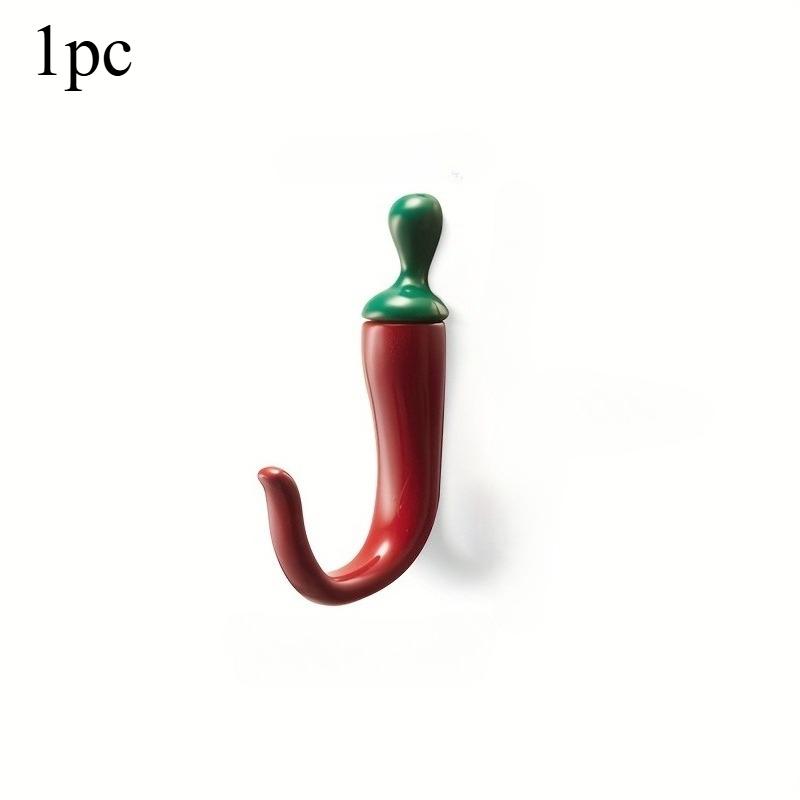 

1pc Vibrant Red Chili Pepper Clothes Hanger with Metal Hook Modern Minimalist Wall-Mounted Entryway Organizer for Bedroom Closet білий