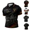 Men's Casual Short Sleeve Button-Up Shirt, Single-Breasted Lapel Collar, German Print Pattern, Comfortable Top for Everyday Wear