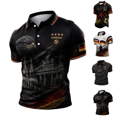 Polo pour homme avec imprimé Allemagne, boutonnage simple, manches courtes, col décontracté confortable, T-shirt avec boutonnage sur le devant pour un usage quotidien