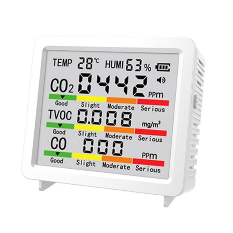 4inch Large Screen Multifunction Air Quality Monitor Including Temperature, Humidity, CO CO2 TVOC for Home