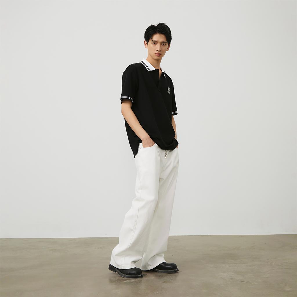 New MLB New York Yankees MLB Basic Logo SS24 Polo Shirt Unisex Black 3APQB0243-50BKS