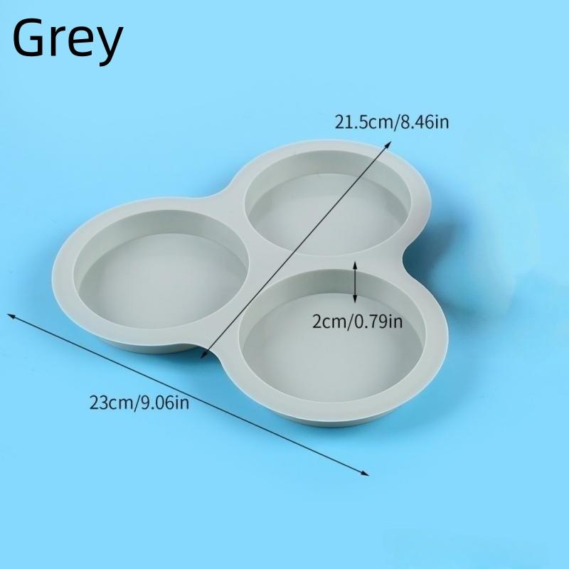 New 3 Holes 4 Inches Round Silicone Bread Mold Round Burger Mold Cupcake Baking Tool DIY Rainbow Pizza Pan Cake Decorating Tool