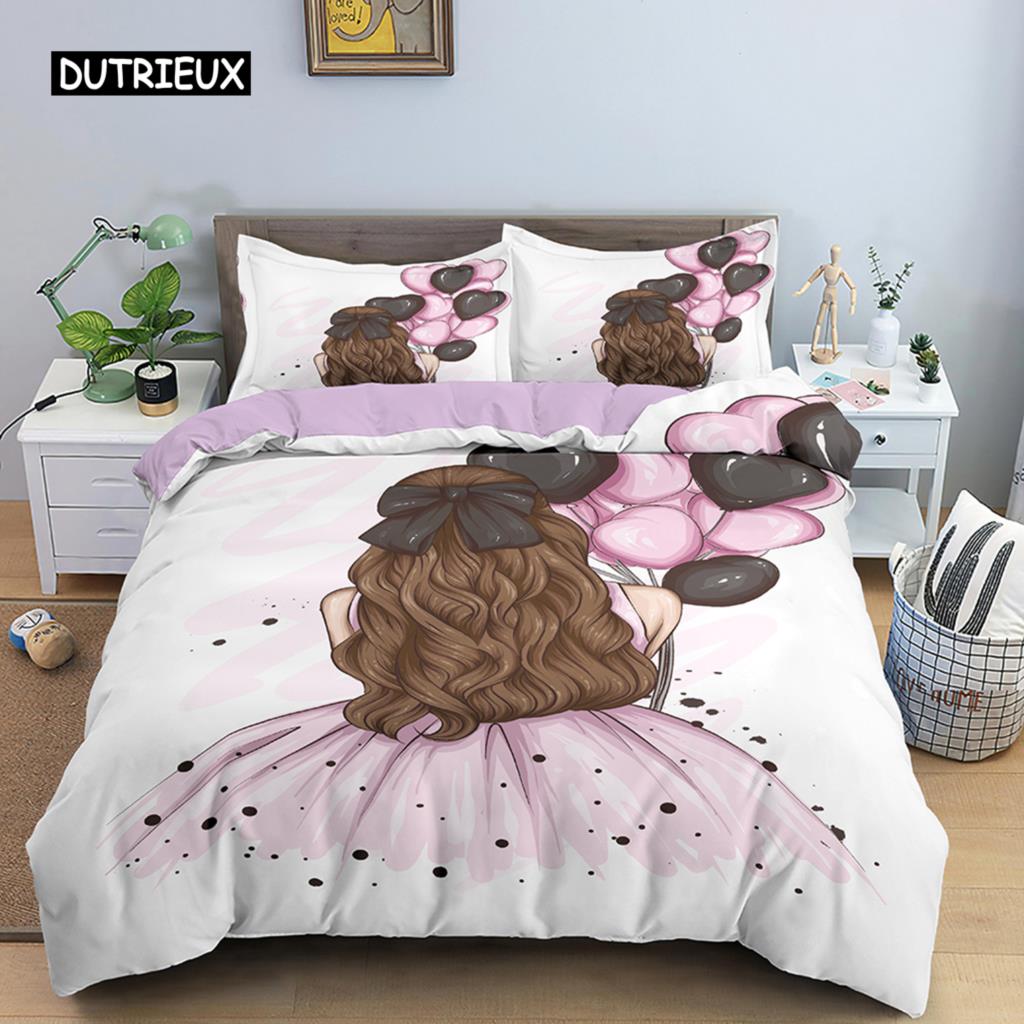 Cartoon Bedding Set for Kids Children Crib Danceing Girl Duvet Cover Set & Pillowcase Edredones Niños Princess Quilt Cover