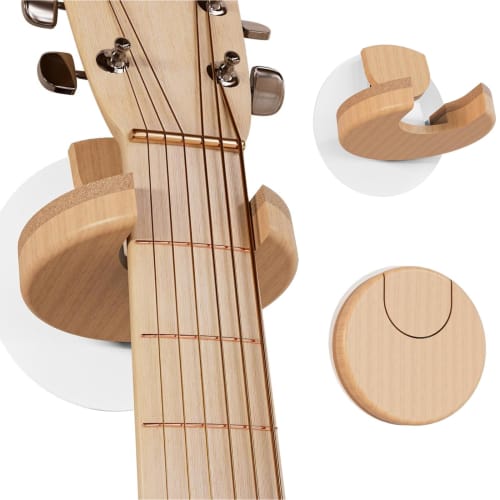 

BURNING&LIN Folding Guitar Wall Mount Hanger, Solid Wood and Cork Original Design, Space-Saving Mount Holder, Hook Stand Wall for Acoustic, Banjo, Bas