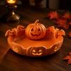 Candy Storage Dish Halloween Pumpkin Tray, Bat Relief Holder, 3D Printed Retro Face Bowl Desktop Bowl, Spooky Tabletop Ornament for Party Decor Window