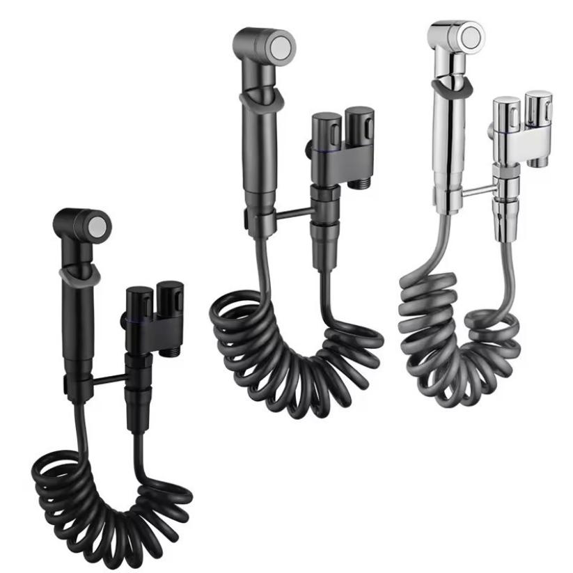 En-in Två-ut Toalettkompanjon Spolningssprutpistol Kran för Badrum Högtryck Hushållsstädprodukter