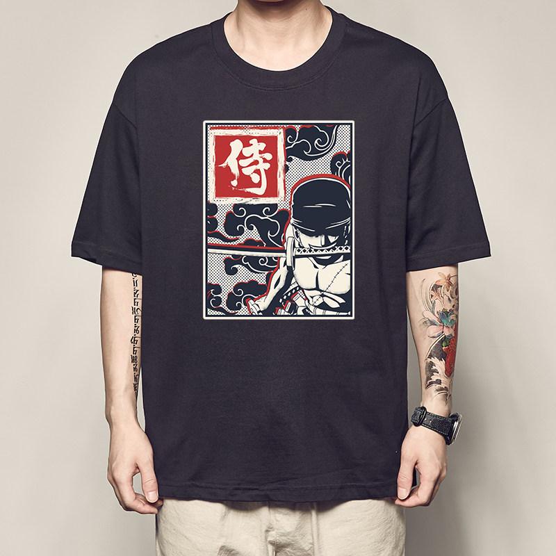 One Piece Luffy Print Tshirt for Men and Women Zoro Shortsleeved Sanji Whitebeard Eschoba Shortsleeved Top