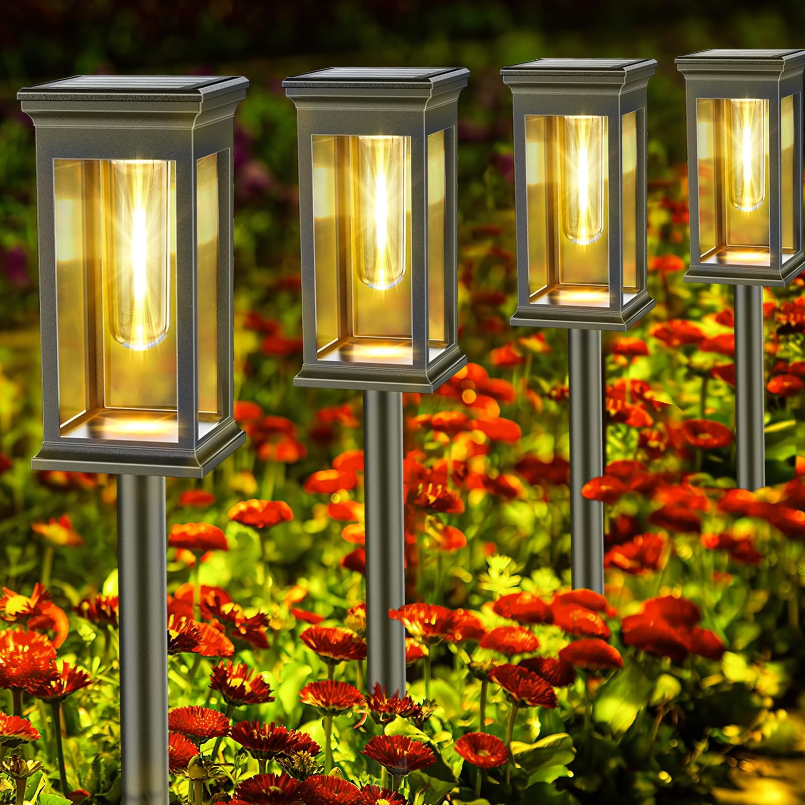 

Солнечные садовые фонари для улицы IP65 Автоматические солнечные садовые фонари для садового ландшафта Теплый белый 8 шт. Использование, Водонепроницаемые, Включение/выключение Дорожки, Патио, Пешеходные дорожки,