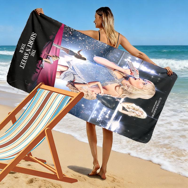 Sabrina Carpenter Soul Print Beach Towel, Large Soft Quick Dry Towel for Beach Camping Swimming