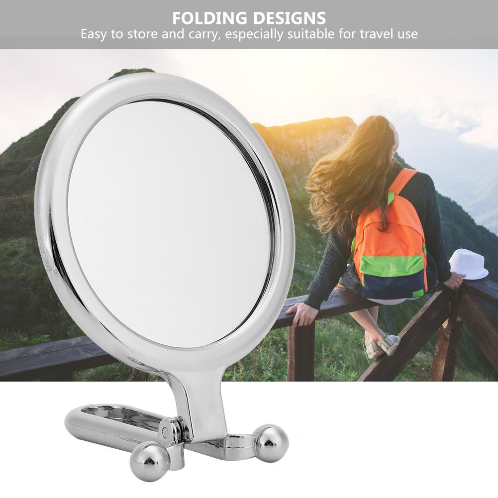 Double Sided Makeup Mirror 10x Magnifying Foldable Handheld Cosmetic Mirror For Home Travel(Silver )