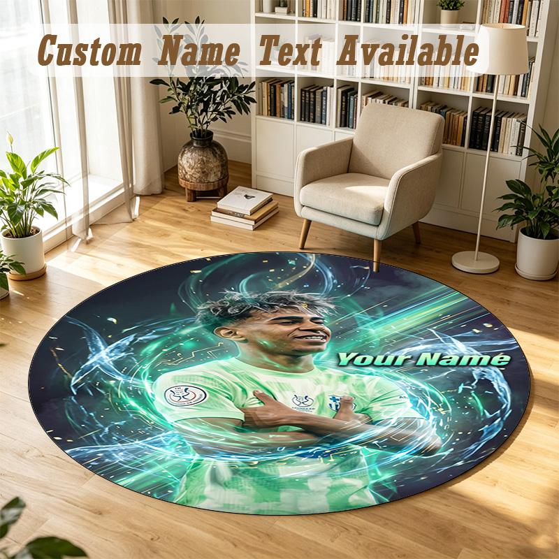 Round Rug Custom NameLamine Yamal Pattern Non Slip Carpet Home Floor Decor
