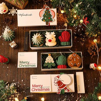 Gingerbread Man Scented Candle Christmas Ornament Deer Souvenir Gift Set