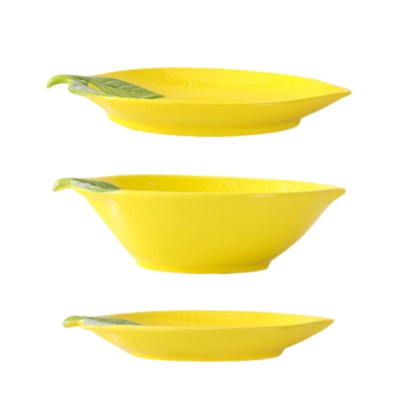 Piccola Ciotola da Immersione con Motivo di Limoni in Ceramica Piatto da Portata per Dessert Insalata Stoviglie Sicura Uso Quotidiano Regalo per Festa di Compleanno