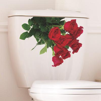 Pegatinas Románticas de Rosas para WC Embellecimiento y Decoración de Baño Pegatinas de Pared