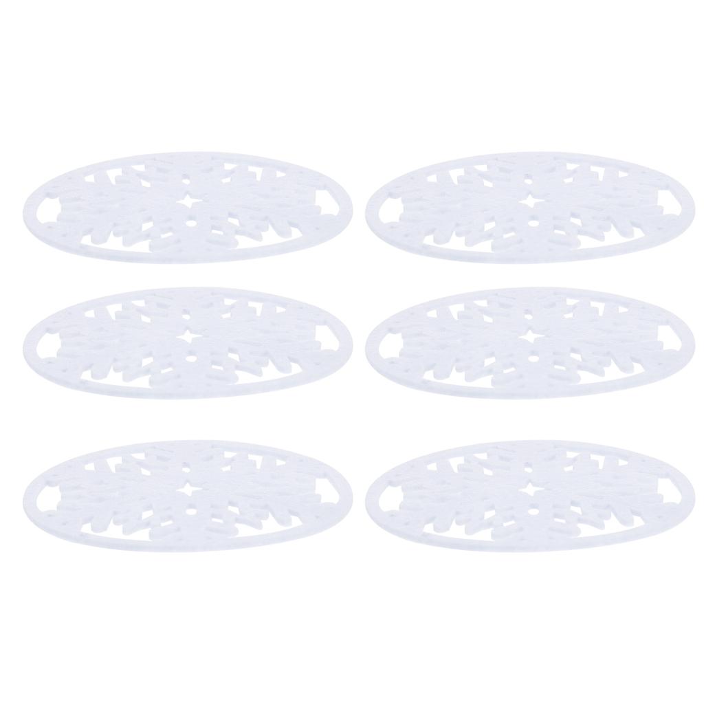 6Pcs Christmas Felt Coasters Round Nonslip Heat Resistant Cup Pads Xmas Snowflake Design Coaster for Dining Table