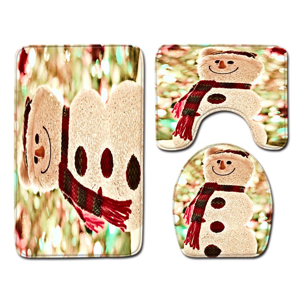 Weihnachts-Badezimmer-Bodenmatte Toilette Dreiteiliges Set