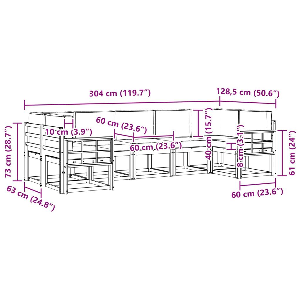 Outdoor Sofa Set with Cushions 7 pcs Natural and Anthracite