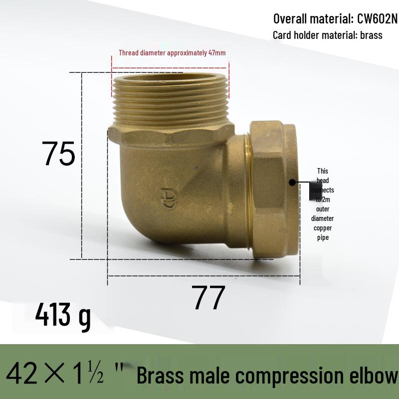 All-Copper 90° Male Thread Elbow Adapter for High-Pressure Air Conditioning & Instrumentation Systems