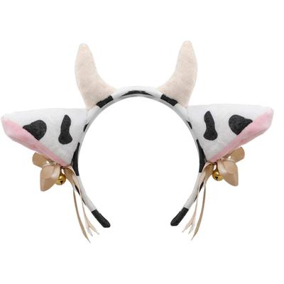 Frcolor Plush Cow Headband Bowknot Bell Cow Ear Horn Hair Hoop Festival Stage Performance Animal Cosplay Ornament Party Favors