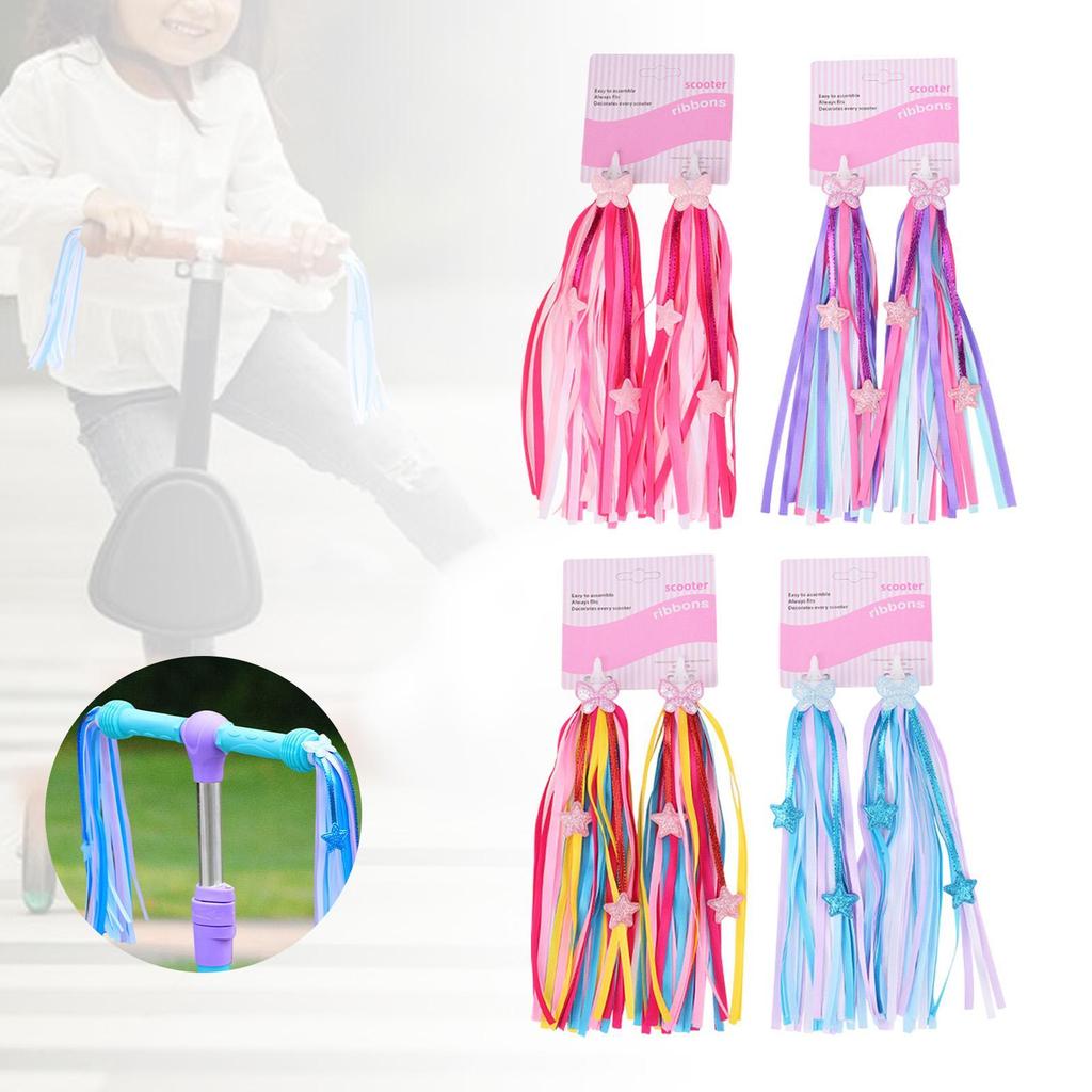 2Pcs Bicycle Grips Ribbon Length 25cm Kids Bike Handlebar Tassels Easy Attach