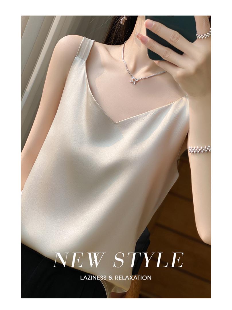 Silk Acetate Satin V-Neck Camisole S шампанского