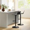 Set of 2 bar stools, height-adjustable bar chairs, backrest and footrest, 38.5x40x76.5-97.5cm, black