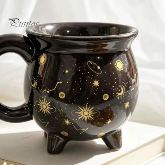 Funny Gift for Friends Halloween Coffee Mug with Ergonomic Handle, 380ml Capacity, Ceramic Pot Shaped Novelty Cup, Hot And Cold Beverages Drinking Cup