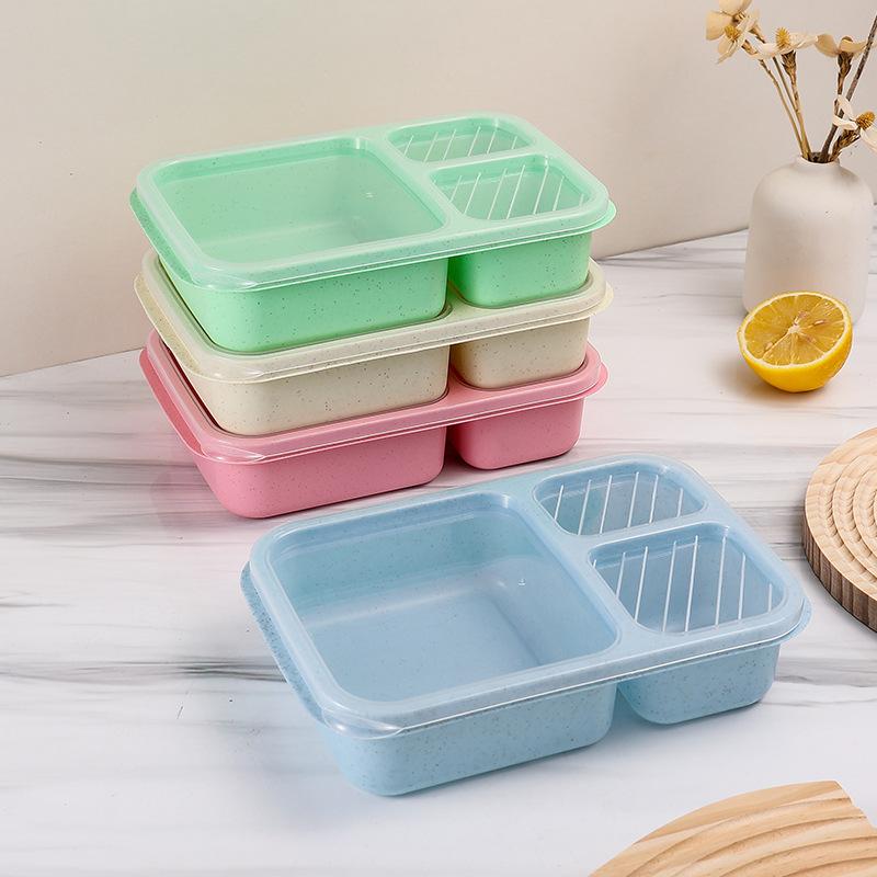 Colorful 3-Compartment Bento Tray - Multi-Portion Food Storage Container, Lightweight Meal Prep Tray, Versatile Lunch Box